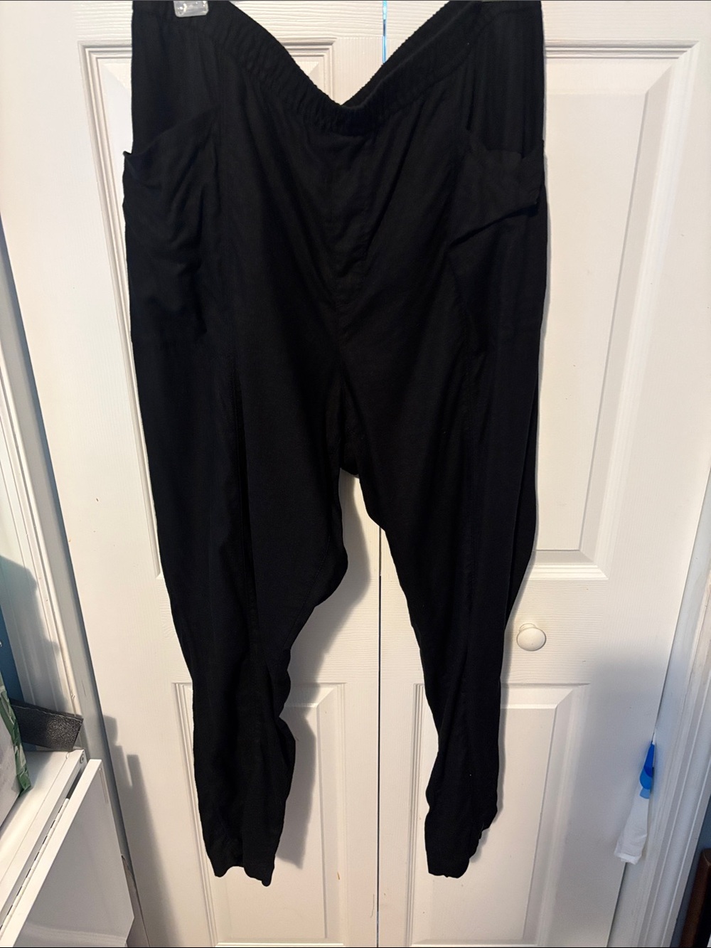 Old Navy Black Skinny Women's linen crop pants. Tall length